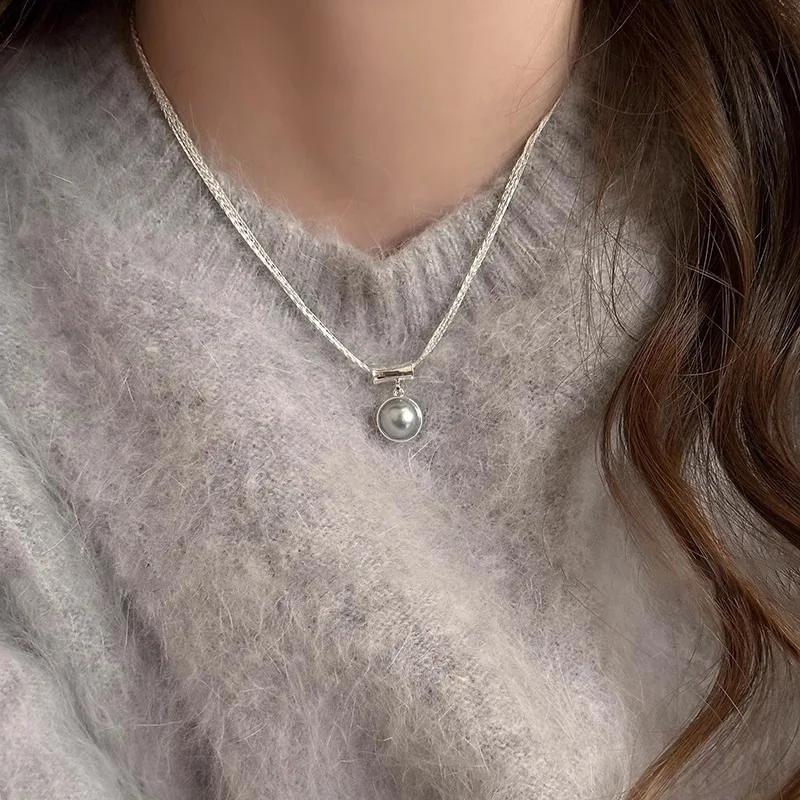 925 Sterling Silver Necklace Pearl Multilayer Chain Elegant Pendant Geometric for Women Girl Jewelry Gift Dropshipping Wholesale image 2