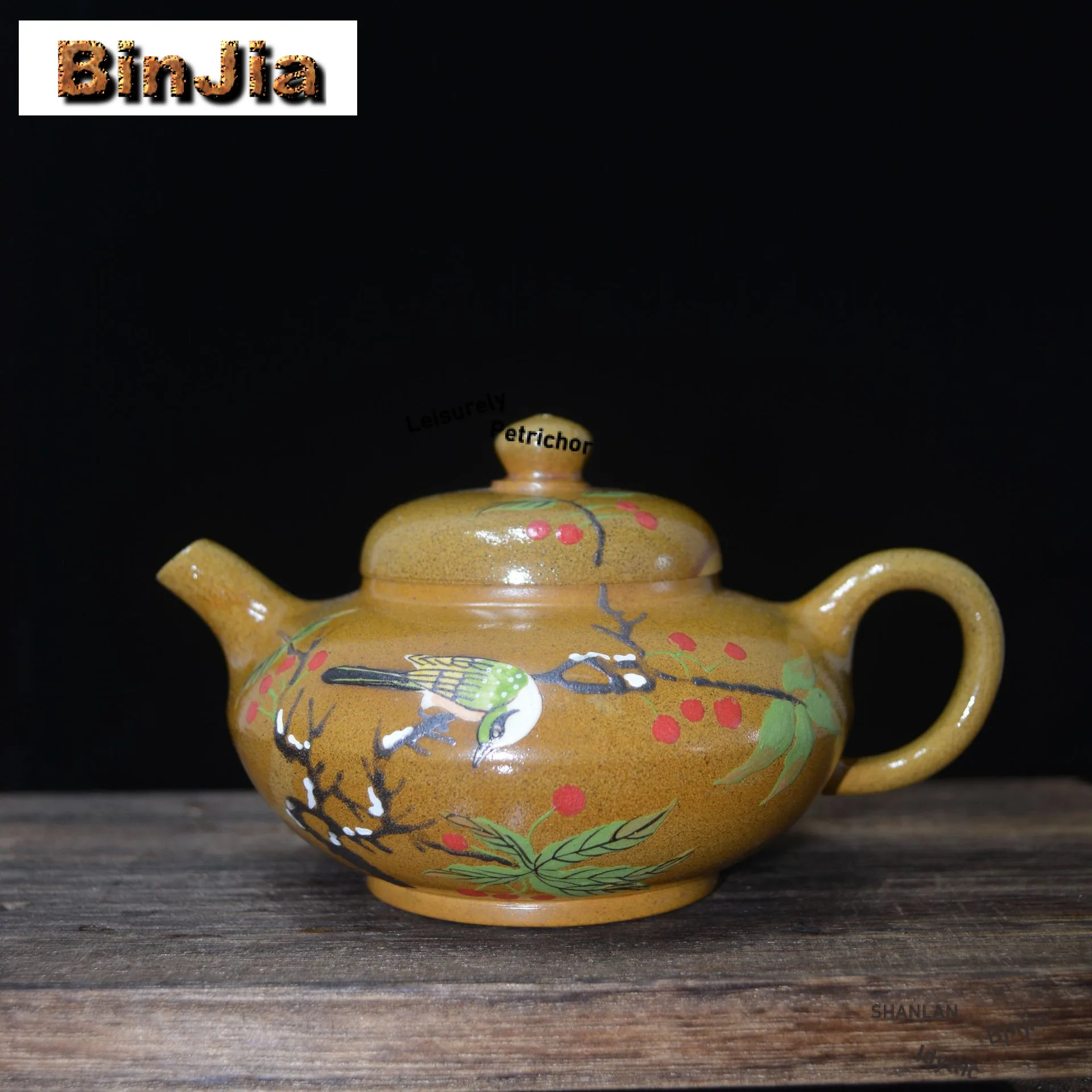 260ml Ancient Yixing Purple Clay Teapots Handmade Flower And Bird Pot Raw Ore Wood-fired Section Mud Kettle Zisha Tea Set Gift