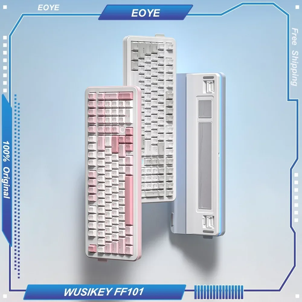 WUSIKEY FF101 Mechanical Keyboard 101 Keys Tri-mode Wireless Bluetooth Hot-swappable Customized 2.4G Wired ARGB Mahjong Sound