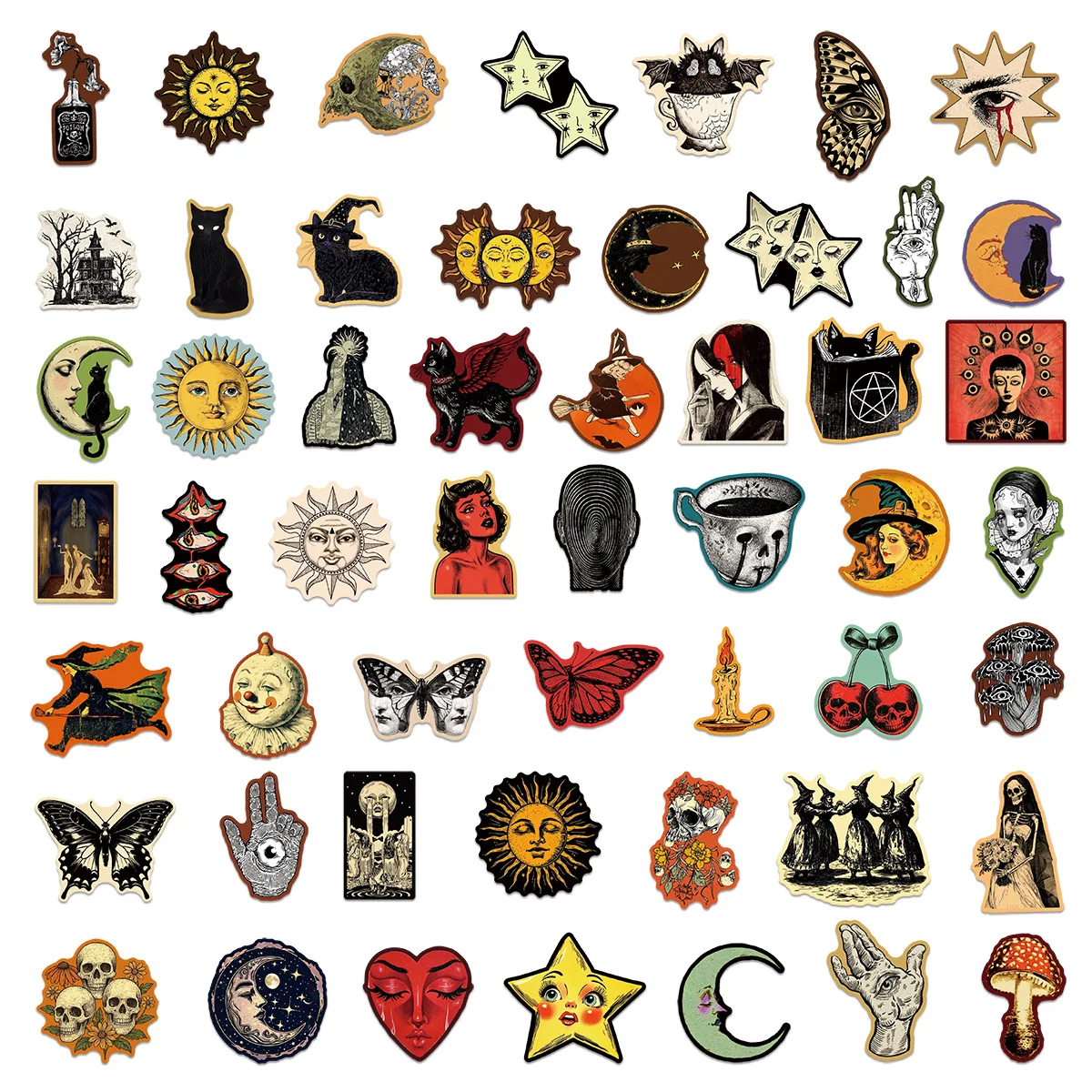 50 Pcs Waterproof Retro Gothic Aesthetic Graffiti Stickers, DIY Decals for Guitars, Journals, Luggage & Phone Cases