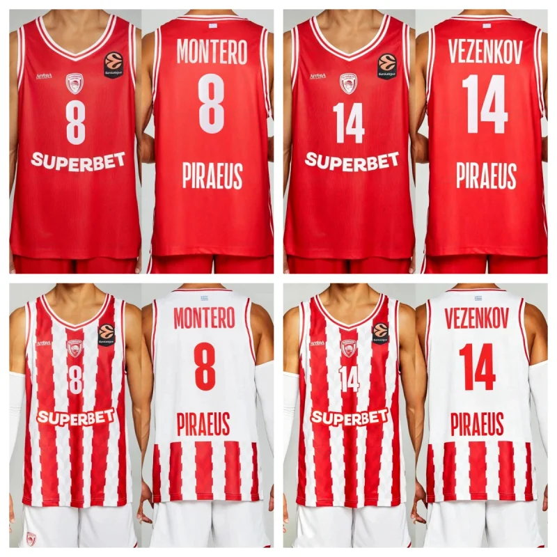 2627 New Olympiacos European League Basketball Vest 3D Quick Drying Casual Sports Men's T-shirt