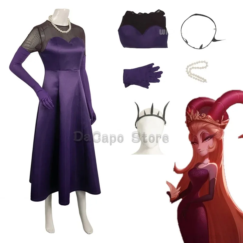 

asdh8@Lilith cosplay Evening Dress Anime Hazbin Demon Horns Hotel Decor Props First Women Fancy Sexy Costume Halloween P
