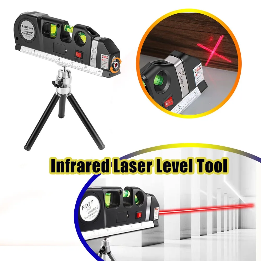 Professional Infrared Line Laser Level Tool High Precision Self Leveling with Tripod Tile Alignment Wall Mounting Construction
