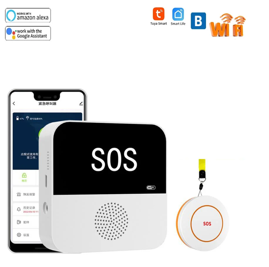 Tuya Wifi Caregiver Pager Wireless SOS Call Button Nurse Call Alert Patient Help System for Home Elderly Emergency Call