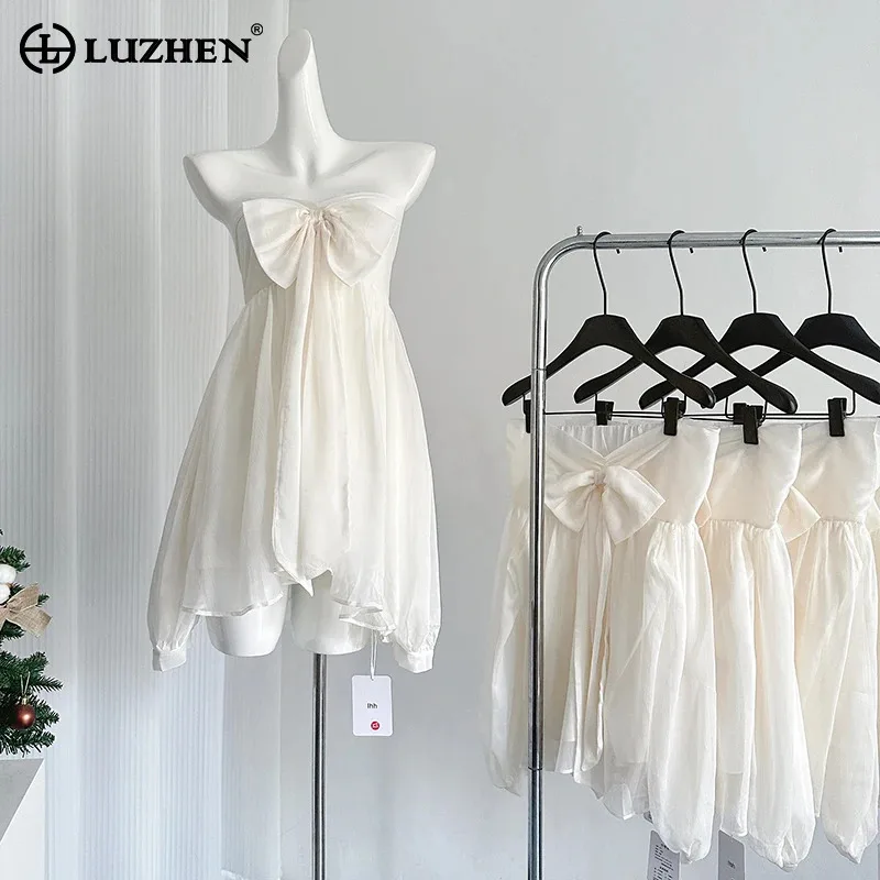 

LUZHEN Fashion Solid Color Gauze Bow Decorate Long Sleeve Loose Shirts Women's 2024 Backless Off Shoulder Elegant Tops AA1233