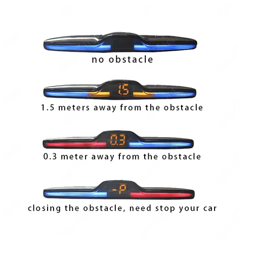 Imagen 2 del producto Kit de Radar de marcha atrás para coche, sistema de Sensor de estacionamiento para vehículo con 4 sensores, sistema de asistencia de respaldo con pantalla de distancia LED, advertencia de sonido
