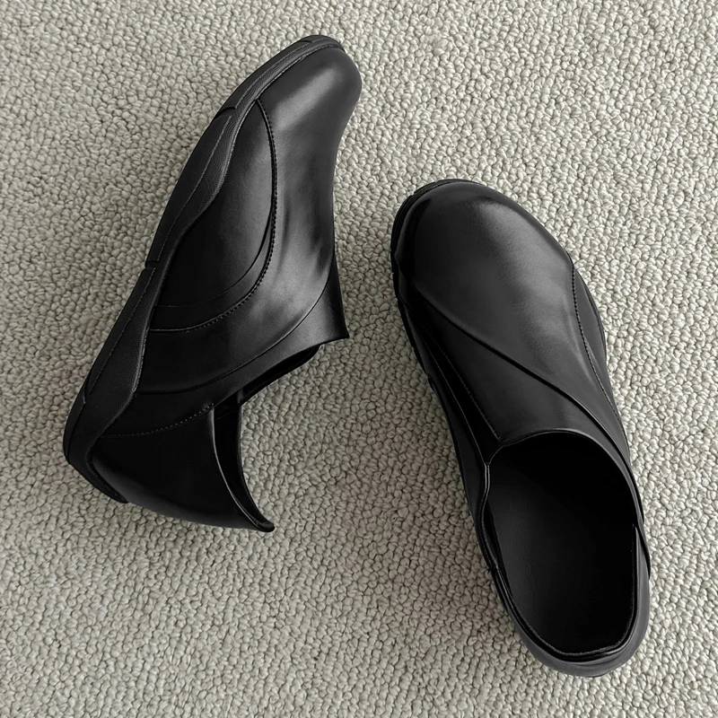 Men Loafers Black Brand Retro Men Casual One Foot Comfortable Versatile Business Leather Shoes Outdoor Walking Shoes Sizes 38-46