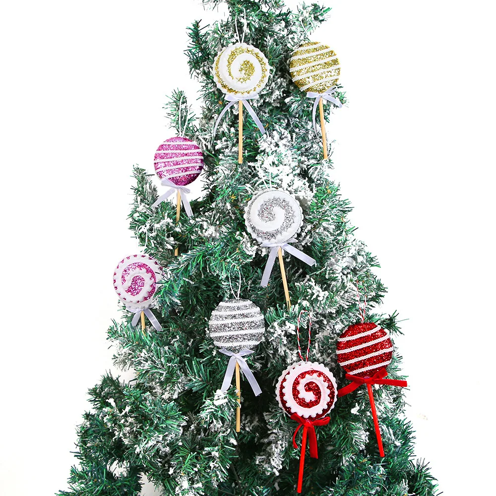 Amazon Christmas Decoration Candy Pendant Christmas Tree Arrangement Sequin Lollipop Pendant Kidsren's Christmas Gift