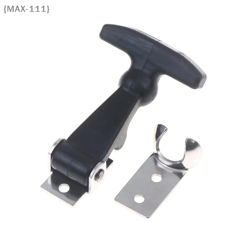 【F2-MAX111】Stainless Steel Rubber Hood Catch with Bracket - Flexible T-Shaped Drawer Latch for Coolers Boats Truck Cabinets