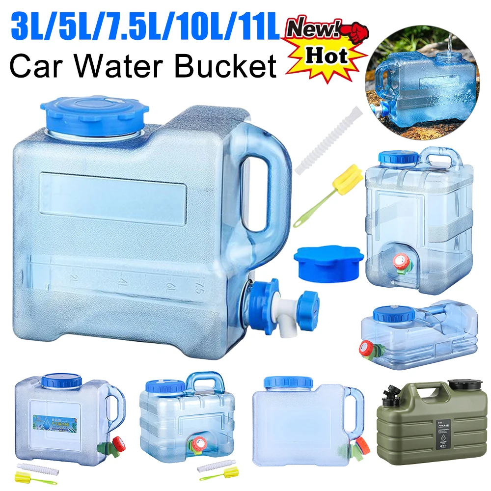 15/18/19/20/22/24/25L Car Water Bucket Large Capacity Drinking Water Bucket with Faucet Portable Car Water Bucket Driving Pure