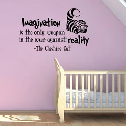 Alice In Wonderland The Cheshire Cat Quote Vinyl Art Sticker Kids Boys Girls Room Wall Decoration Home Mural Decor Decals