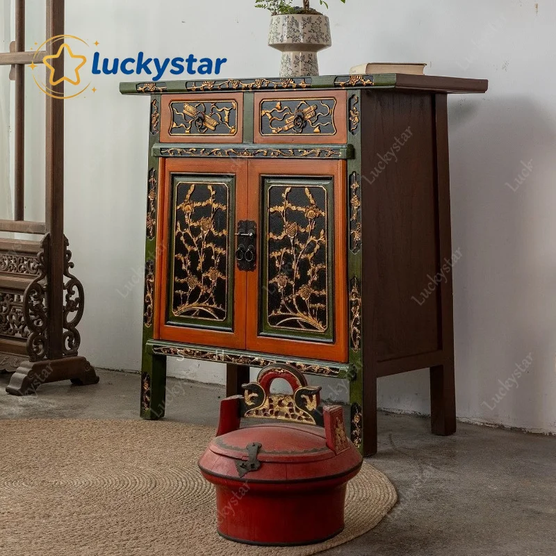 Painted dining side small cabinet Solid wood Chinese antique locker