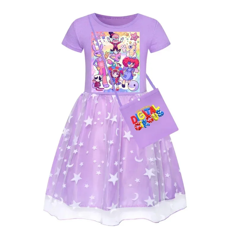 Nuevos vestidos increíbles de circo Digital para niñas, ropa de princesa para niños, vestido de moda de verano con estampado de Ragatha pomni de dibujos animados para niñas de 3 a 8 años