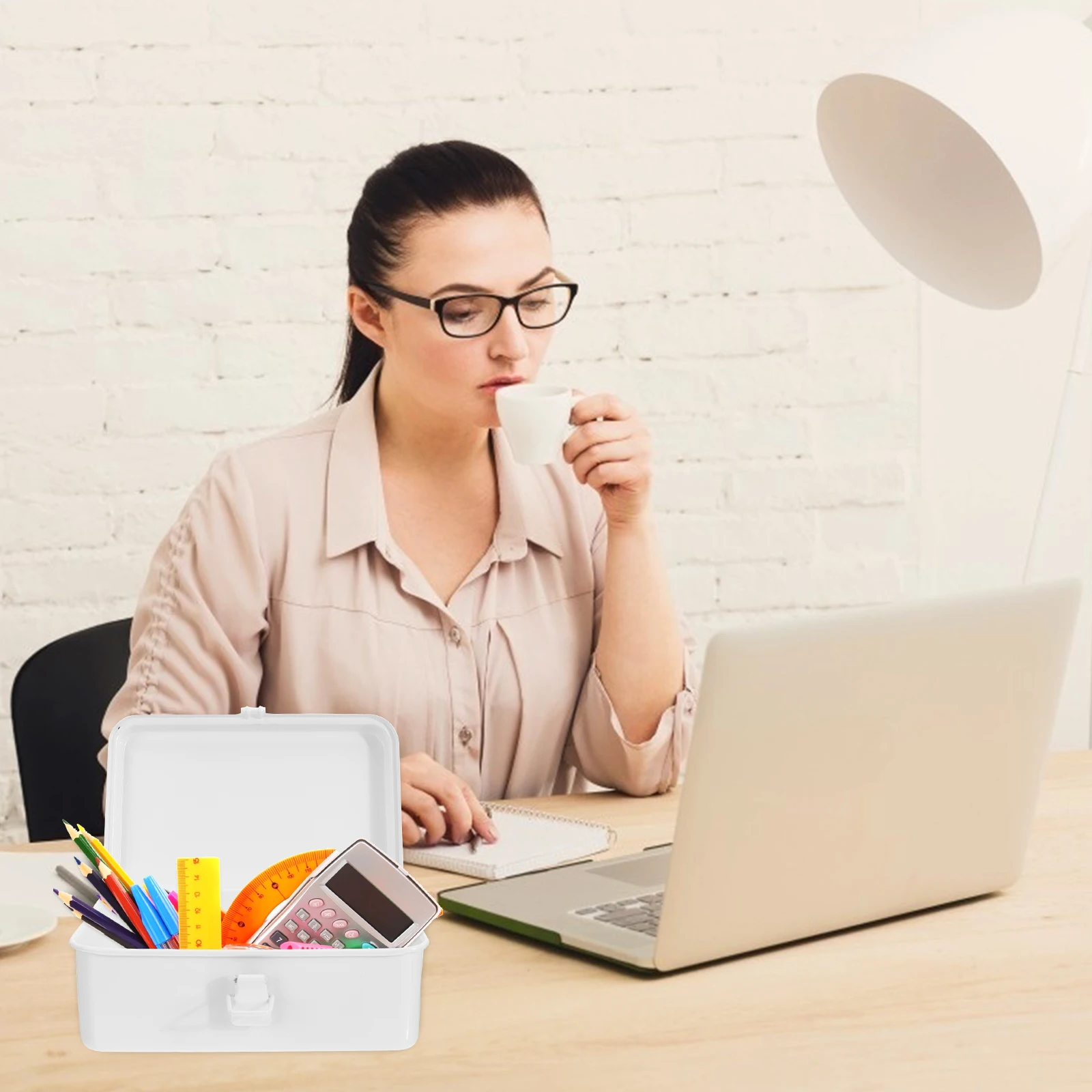 صندوق تخزين الأدوات المكتبية حاوية منظم سطح المكتب للوازم المدرسية والمكتب المنزلي وحامل أشتات صندوق ملفات قوي متعدد الأغراض #3