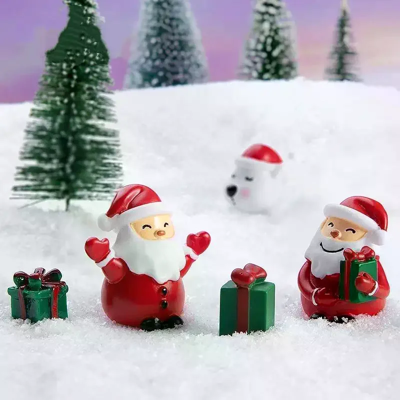 Santa Claus Snowman Green Gift Box Snow View: 1pc Micro Landscape Resin Crafts Christmas Gift
