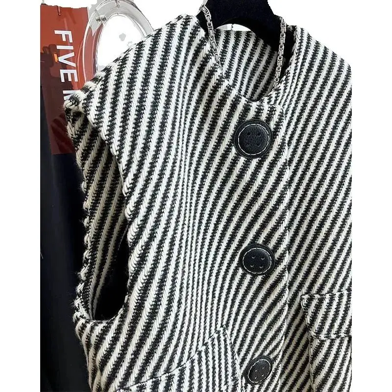 

Женский новый саржевый шерстяной жилет с круглым вырезом, осень-зима, свободная версия, темпераментный жилет Джокера, однобортное темпераментное пальто