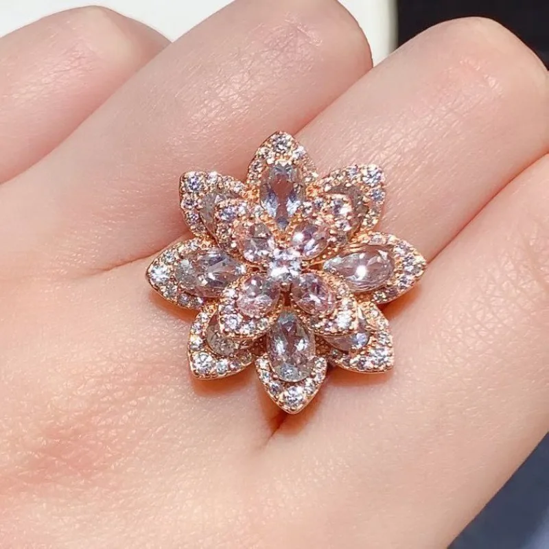 

925 Silver Natural Morganite Ring Certified Real Morganite Jewelry Rose Gold Plated Flower Design Silver Ring for Women