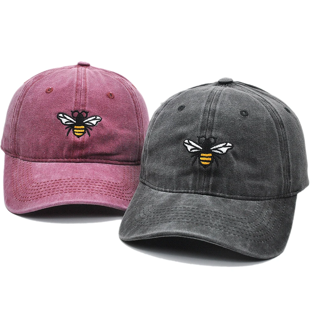 Bee Dad Hat Embroidered Distressed Baseball Cap Bumble Bee Hat Summer Lover Hats