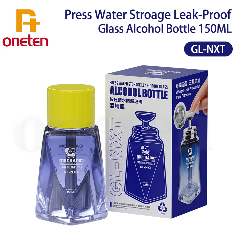 ميكانيكي GL-NXT زجاجة كحول زجاجية مقاومة للتسرب 150 مل ترشيح ثلاثي مضاد للانسداد لأدوات إصلاح الهاتف المحمول