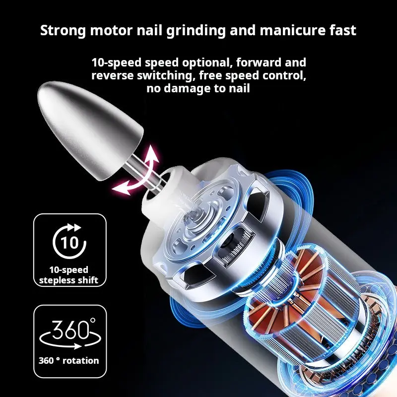 New Arrival Rechargeable Portable Electric Nail Drill with Large Screen Display Professional Manicure Tool