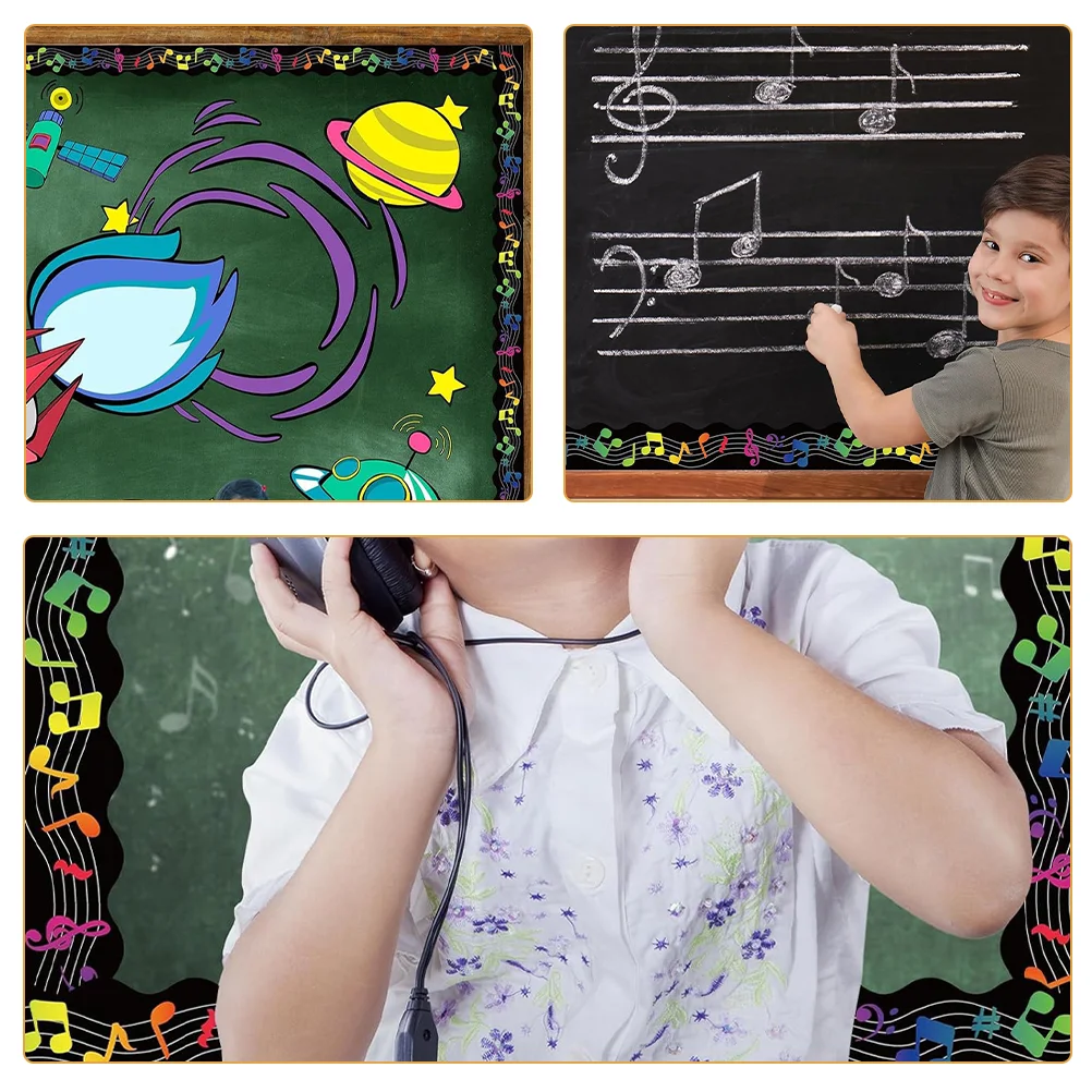 Music Border Stickers Chalkboard Bulletin Boarders Mark Copper Plate Shaped Theme Classroom Decorations Trim