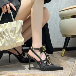 French Black High Heels Women's Spring and Autumn 2024 New Design Sense Niche Pointed Toe Temperament Celebrity Stiletto Shoes