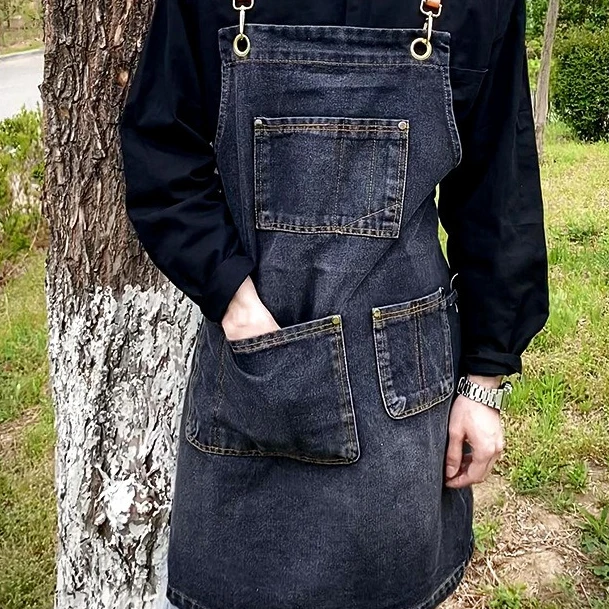 

New Fashion Canvas Kitchen Aprons For Woman Men Chef Work Apron For Grill Restaurant Bar Shop Cafes Beauty Nails Studios Uniform