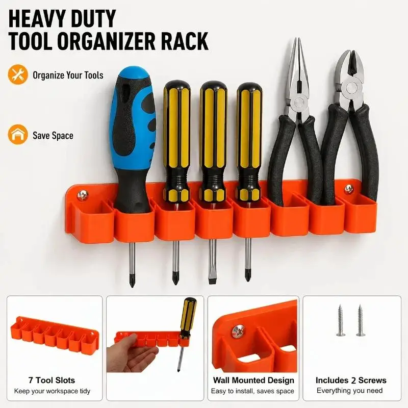 For Garage Workshop Tool Storage Home DIY Use Wall Mounted Plastic Wrench Organizer With 7/10 Slots Durable