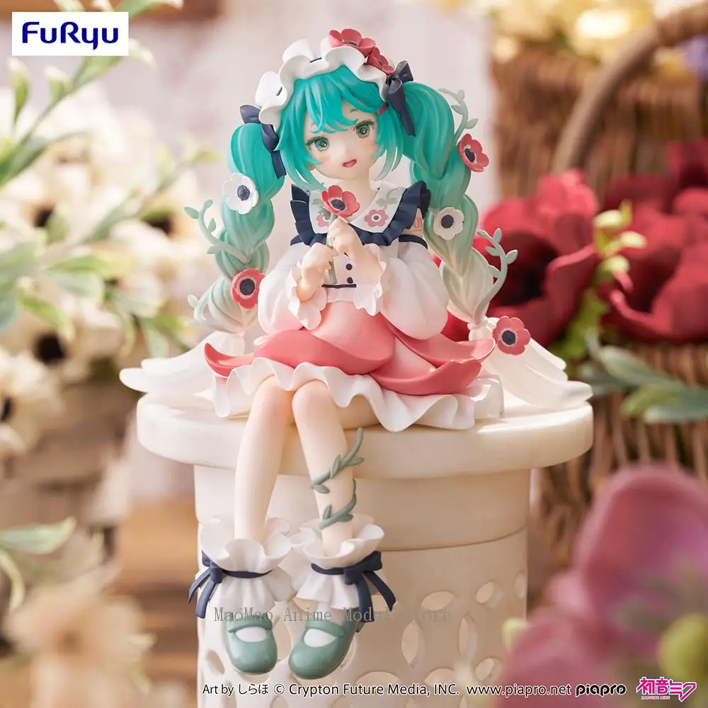 

In Stock Original FuRyu Noodle Stopper Figure Hatsune Miku (Anemone) 14Cm Genuine Action Figure PVC Model Collectible Toys