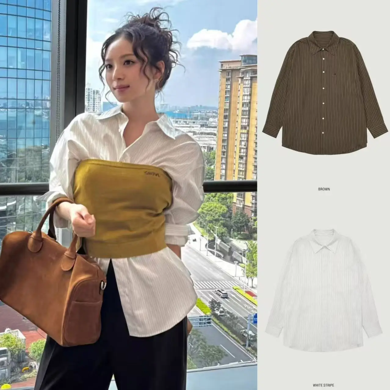 Solto casual listrado irt com ket gola virada para baixo clássico sle feminino topo para uso diário outono temporada e marca