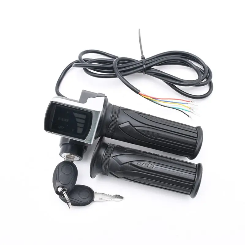 

Excellent-Electric Bike Throttle Grip Electric Bicycle Scooter Twist Throttle Grips With LCD Display And Power Key Locker