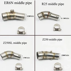 Universal 51mm Motorcycle Exhaust Muffler Middle Mid Link Pipe For Kawasaki ER6N NINJIA250 Z250 Z250SL Yamaha R3