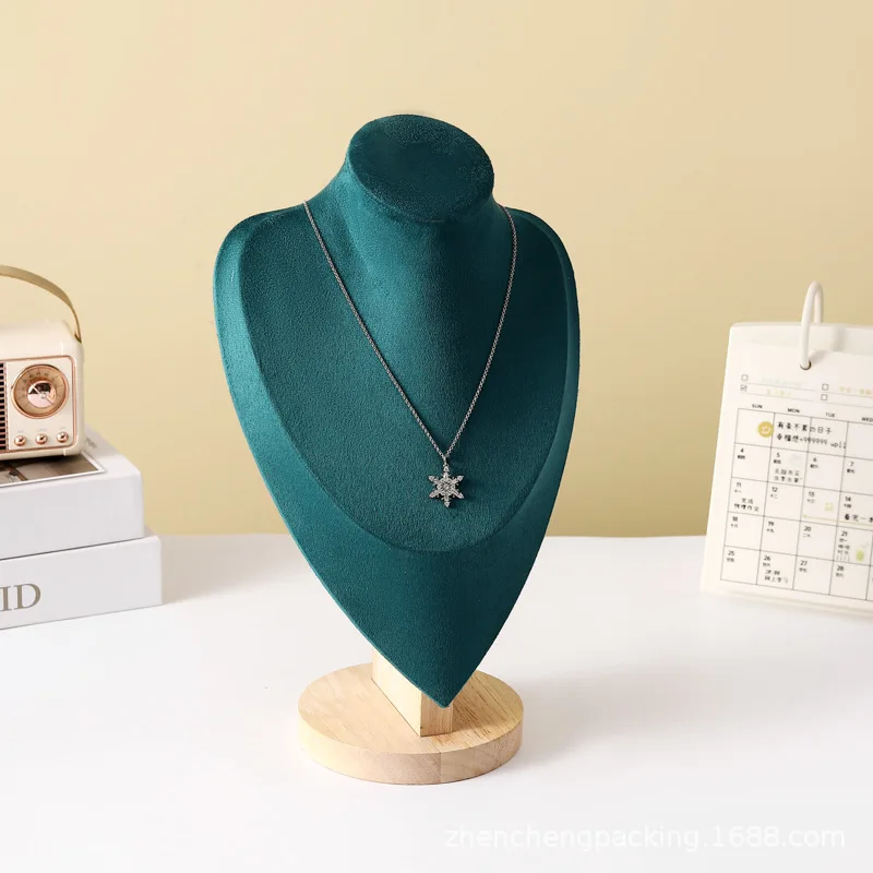 الخشب الصلب صورة الرقبة الأخضر حامل مجوهرات قلادة قلادة قلادة قالب الرقبة عرض موقف المجوهرات قلادة حامل عرض موقف
