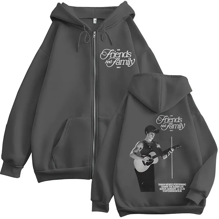 مغني الراب شون مينديز جولة ألبوم سترة هودي ملابس للرجال عالية الجودة الصوف سستة البلوز خمر المتضخم زمم هوديي