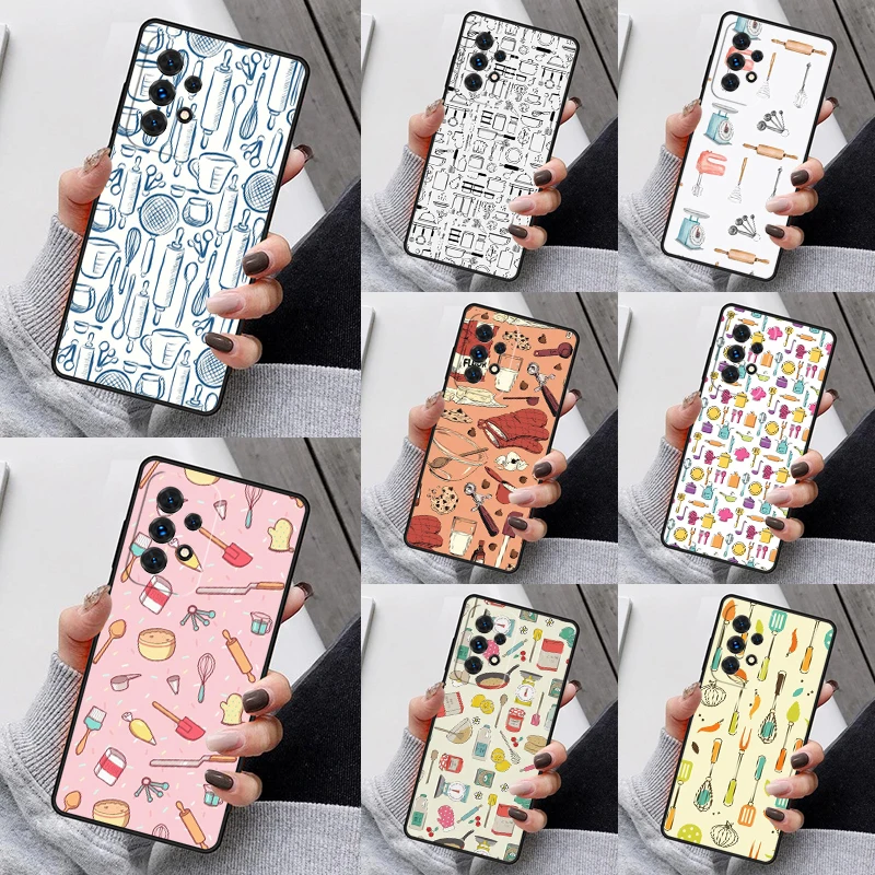 

Baking Cooking Utensils Chef Phone Case For Samsung Galaxy S25 S23 S30 S8 S21 S20 FE S24 S22 Note 10 20 Plus lite Ultra