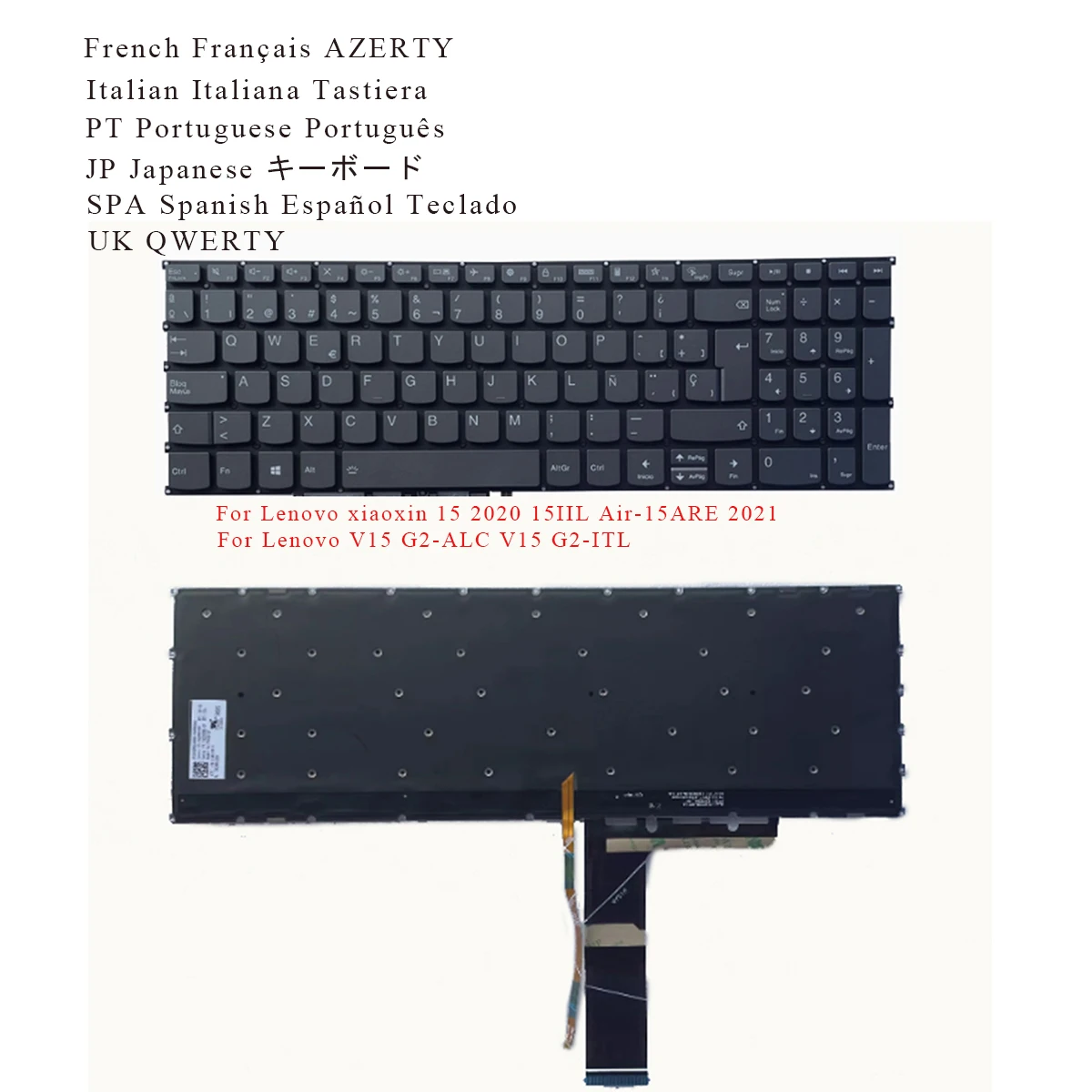 

Portuguese JP French Italian Spanish UK Keyboard for Lenovo xiaoxin 15 2020 15IIL Air-15ARE 2021 , V15 G2-ALC V15 G2-ITL BACKLIT