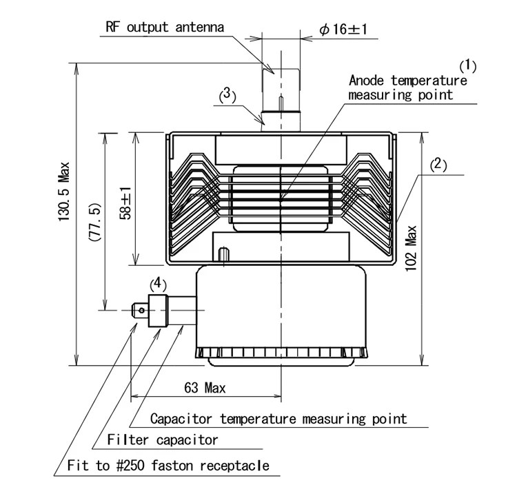 Adecuado para magnetrón de microondas 2M248J, para Toshiba 1000W, placa base larga refrigerada por aire, equipo de microondas, generador de tubos de vacío