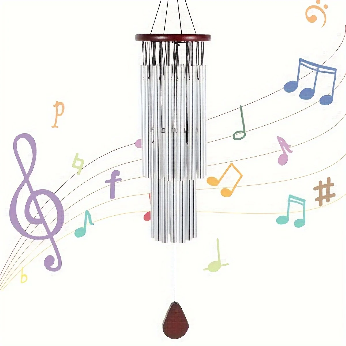 Aluminum Metal Tube Wind Chimes - Serene Outdoor Decor - Durable & Resonant Melodies for Yard, Balcony & Window Charm