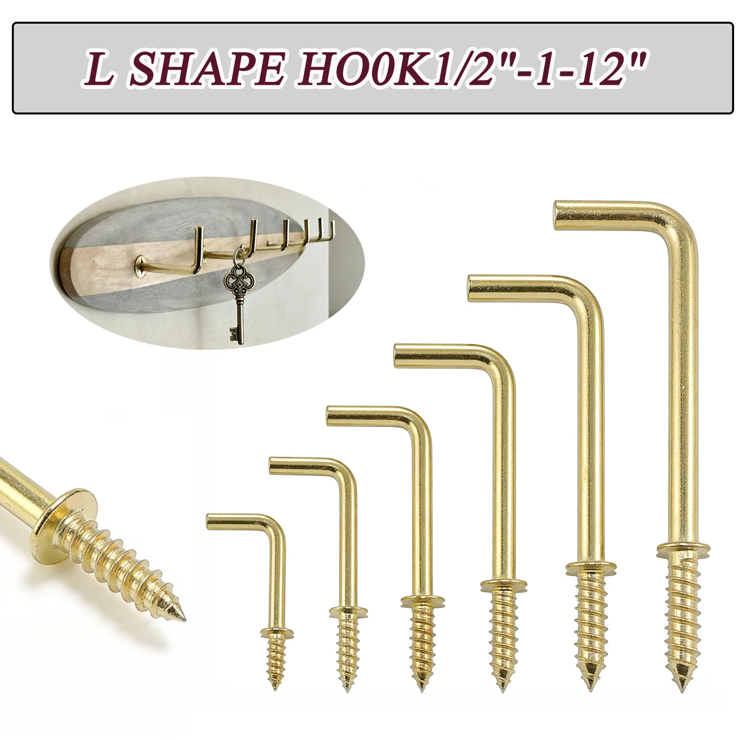 20pcs Picture Photo Frame Lamp Light Cabinet Tool Plant Curtain Wire Eyebolt Eyescrew Eye Screw in Spirals Hangers L Cup Hook