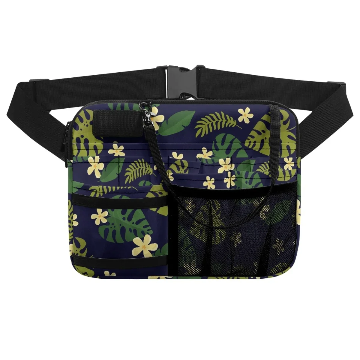 Waist Bag For Women Shoulder Pouch Case Palm Leaf Print Nurse Organizer Bag for Accessories Tool Multi Pocket Fanny Pack 2023