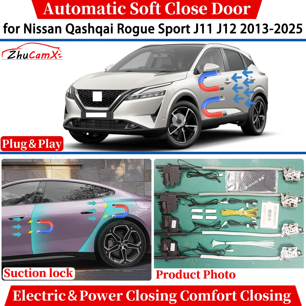 for Nissan Qashqai Rogue Sport J11 J12 2013-2025 Car Automatic Soft Close Door Electric Power Comfort Closing Suction lock