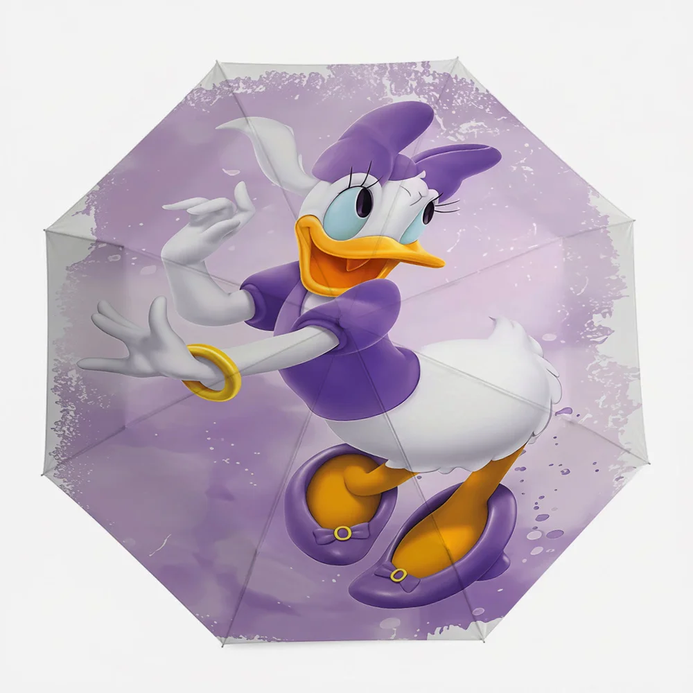 

Disney Daisy Duck Purple Outfit Watercolor Splash Print Automatic Folding Umbrella, Windproof Waterproof Travel Umbrella for Kid