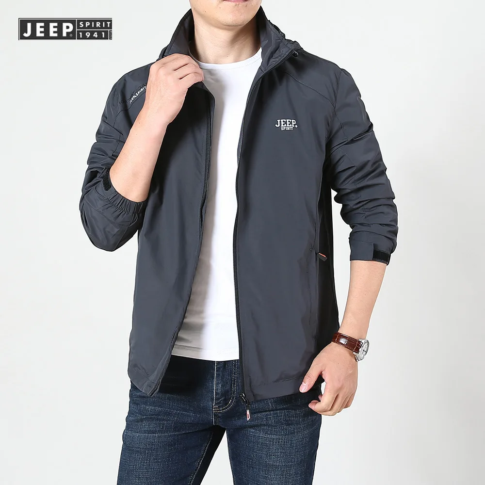JEEP SPIRIT Men Jacket Fall Casual Fashion Waterproof Sports Jacket Removable Cap Loose and high quality Clothes