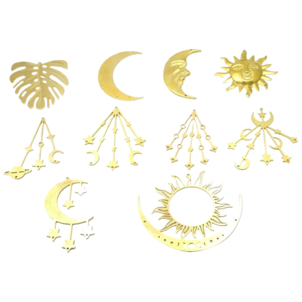 Atrapasueños de latón DIY, accesorios para hacer, colgante de luna, sol, estrella, campanas de viento, atrapasueños, piezas de conector, decoración artesanal colgante