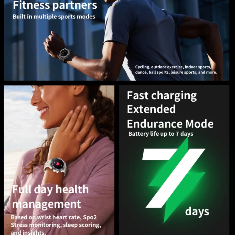 Wonlex สมาร์ทวอท์ชผู้ชายบลูทูธ360*360 AMOLED Screen Ai ผู้ช่วยเสียง smartwatch olahraga เครื่องวัดชีพจรกันน้ำ