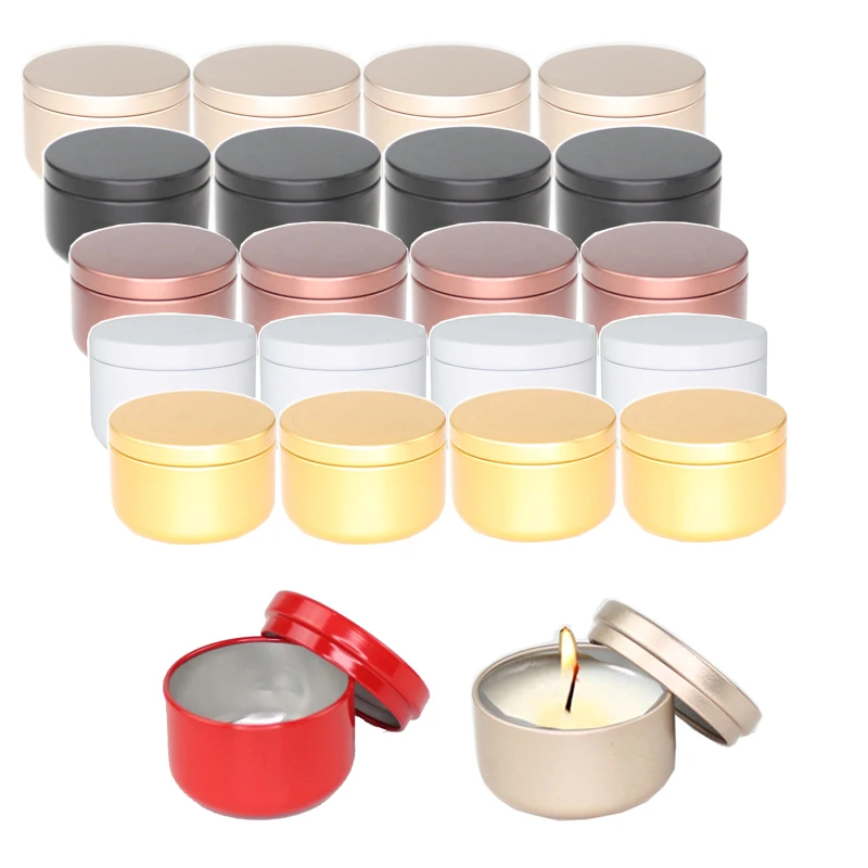 

24pcs 50ml Aluminum Candle Tin Round Candle Containers Practical Candle Jars Solid Aromatherapy Airtight Metal Jar Cream Pot