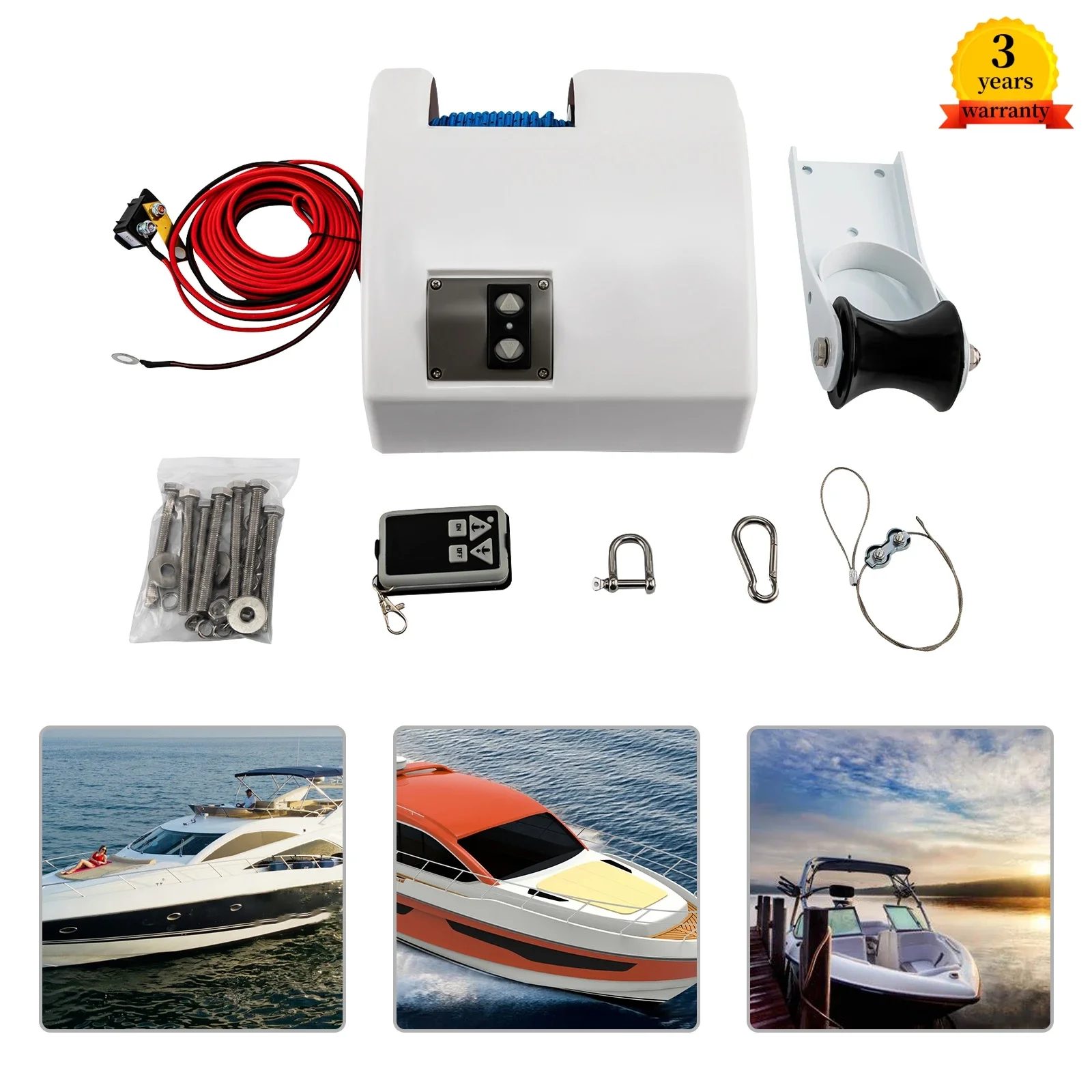 For 12V 45LBS Boat Electric Anchor Winch With Remote Wireless Control Marine Saltwater