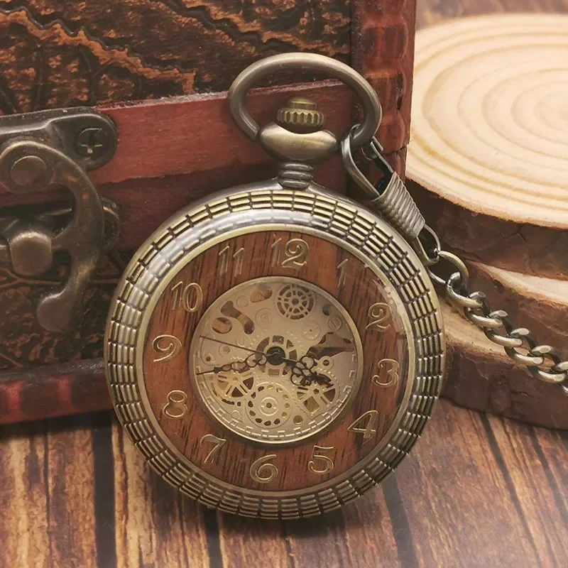 Reloj de bolsillo Retro antiguo Steampunk Vintage, cuerda manual mecánica, moda informal, números árabes para hombre, relojes de bolsillo y Fob con esfera