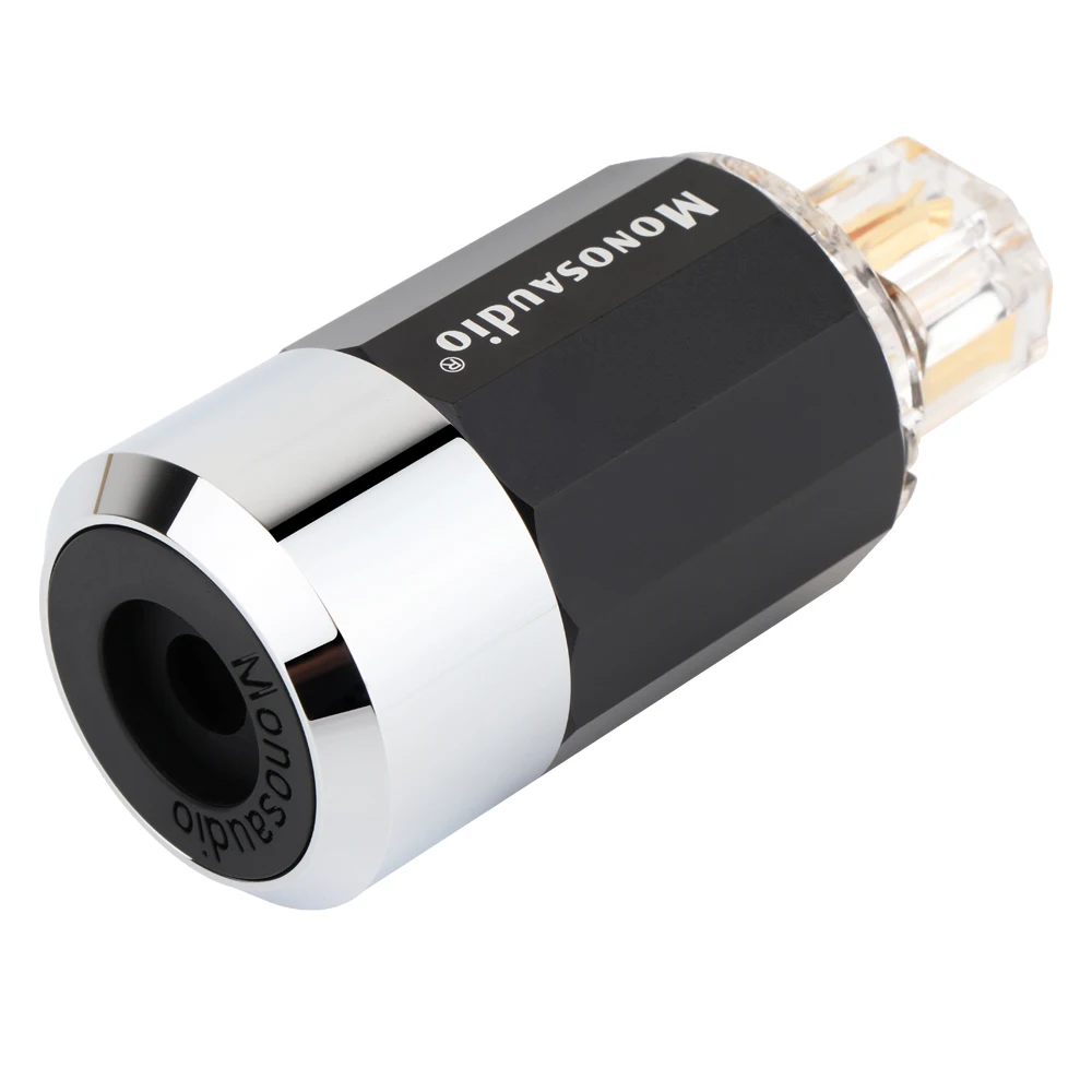 Monosaudio US-Stromanschlussstecker, 4N-Gehäuse aus reinem Kupfer und Aluminiumlegierung, männlich, weiblich, Stromkabelanschlüsse, vergoldete Stecker – Detail 3