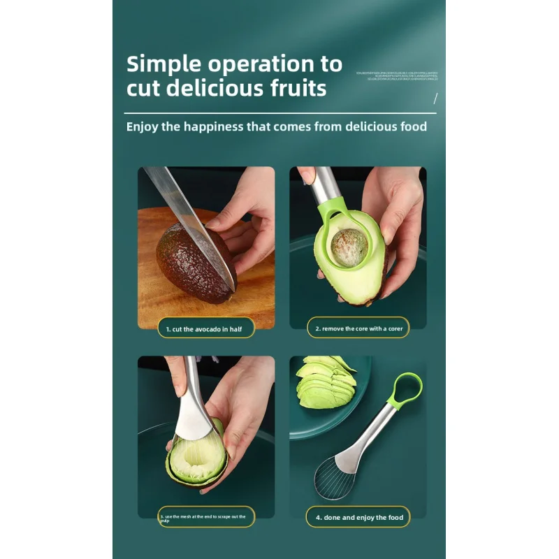 Cuchillo para aguacate, pequeña herramienta, cuchillo de acero inoxidable, pequeña herramienta de cocina, artefacto para cortar frutas, todo adecuado para la cocina y el hogar